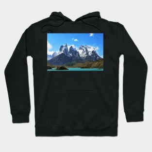 W Trek Torres del Paine Hike Digital Painting Hoodie